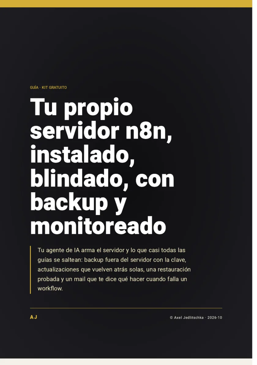 La primera página de la guía: tu propio servidor n8n, instalado, blindado, con backup y monitoreado